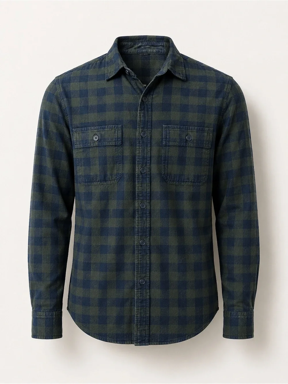 J.Crew Slim Fit Navy Green Buffalo Plaid Flannel Shirt Large